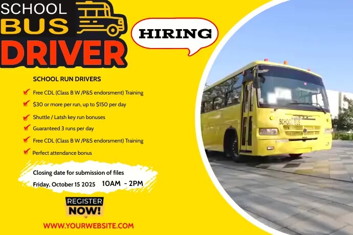 Copy of hiring school bus driver poster | PosterMyWall