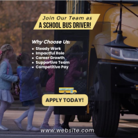 Hitam School Bus Driver Recruitment Cuadrado Template
