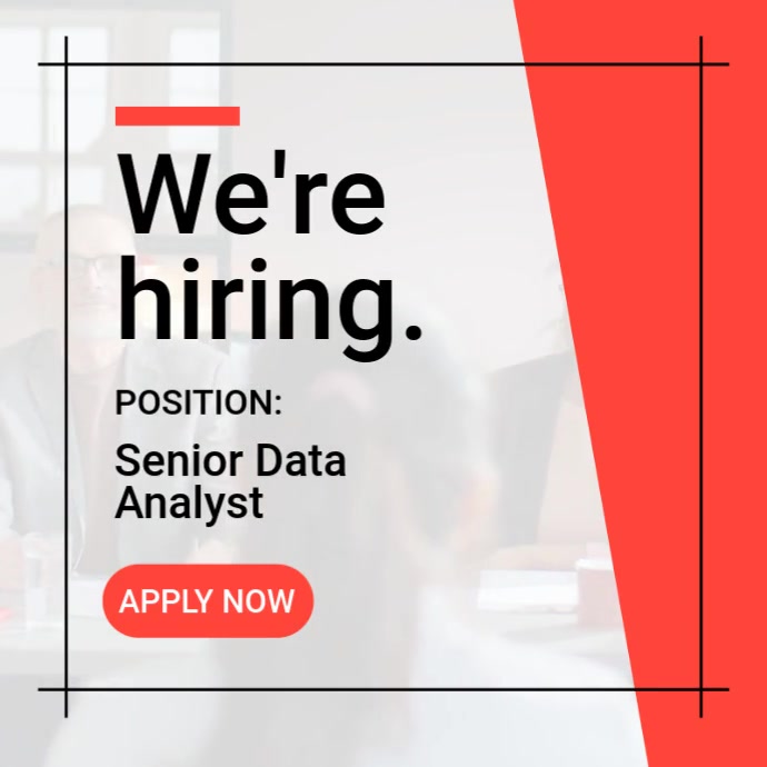 Hiring Senior Data Analyst Template | PosterMyWall