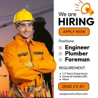 Hiring Skilled Construction Instagram-Beitrag template