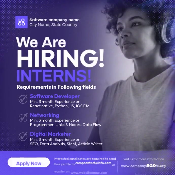 Copia de Hiring Software Development Interns Template | PosterMyWall