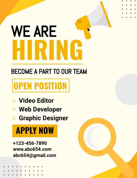 White Hiring Flyers Template | PosterMyWall