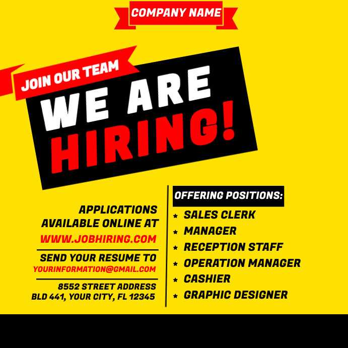 Hiring Template เทมเพลต | PosterMyWall