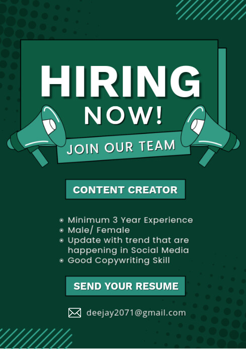 Colorful Hiring Table Example Hiring template | PosterMyWall
