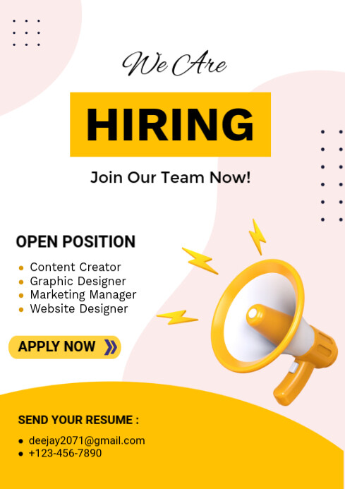 Colorful Hiring Table Example Hiring Template | PosterMyWall