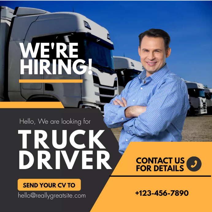 HIRING TRUCK DRIVER FLYERS Template | PosterMyWall