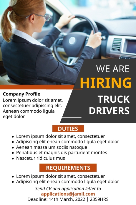 Hiring Truck Drivers Template | PosterMyWall