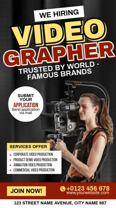 Hiring Videographer Ads Instagram Reel template