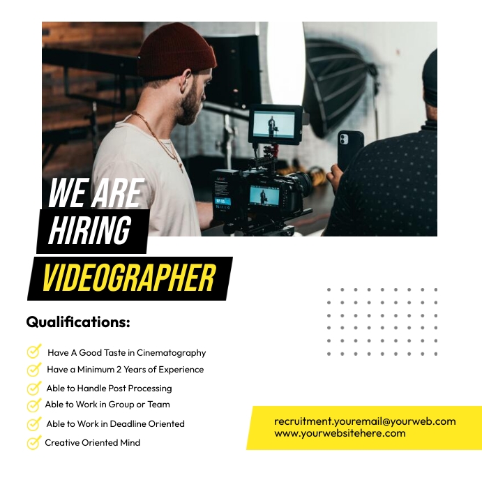 Audio Visual Job Posting Hiring Videographer Ads Template | PosterMyWall