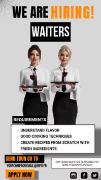 Hiring Waiters Instagram Portrait template