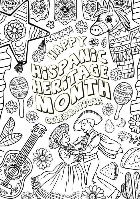 Hispanic Heritage Month Coloring Page Template A4