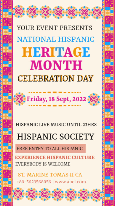 Copy of Pink Hispanic Heritage Month Template | PosterMyWall