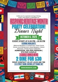 Hispanic Heritage Month Dinner A4 template