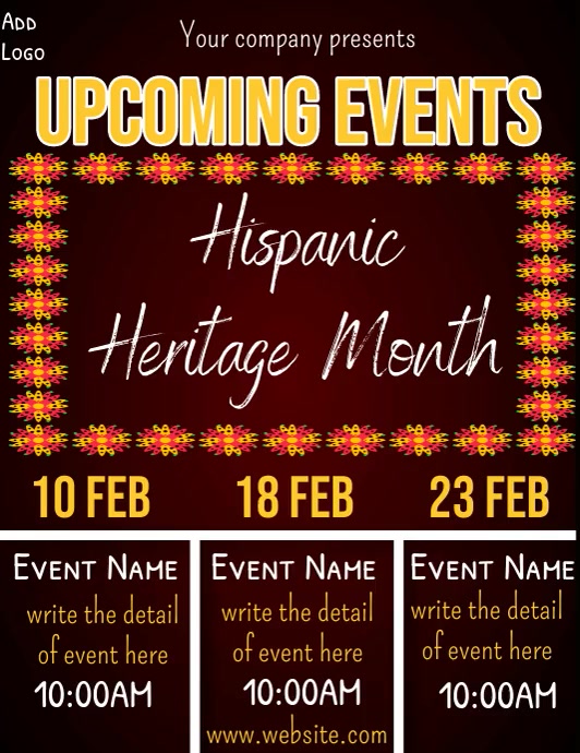 Copy of hispanic heritage month event schedule (1) | PosterMyWall