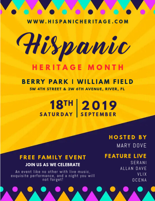 Hispanic Heritage Month Invitation Flyer Template PosterMyWall