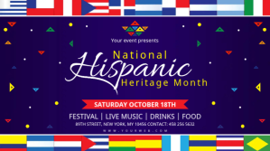 Hispanic Heritage month signage with flags Digitalt display (16:9) template