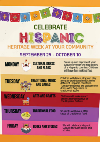 White Hispanic Heritage Week Celebration A4 Template