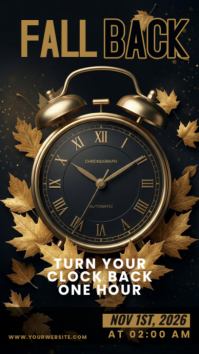 Black Daylight Saving Time Reminder เรื่องราวบน Instagram Template