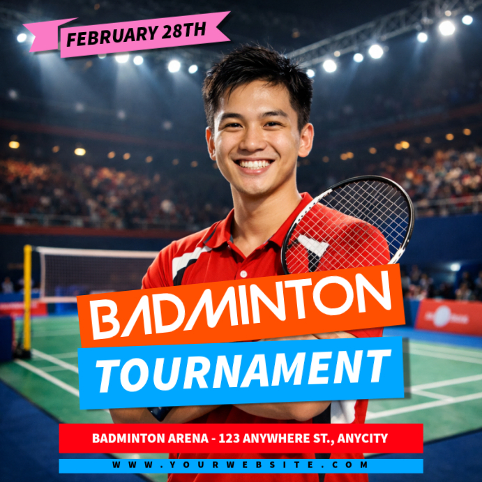 Hitam Badminton Tournament Pos Instagram Template | PosterMyWall