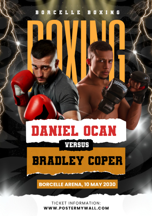 Black Boxing Match A4 Template | PosterMyWall