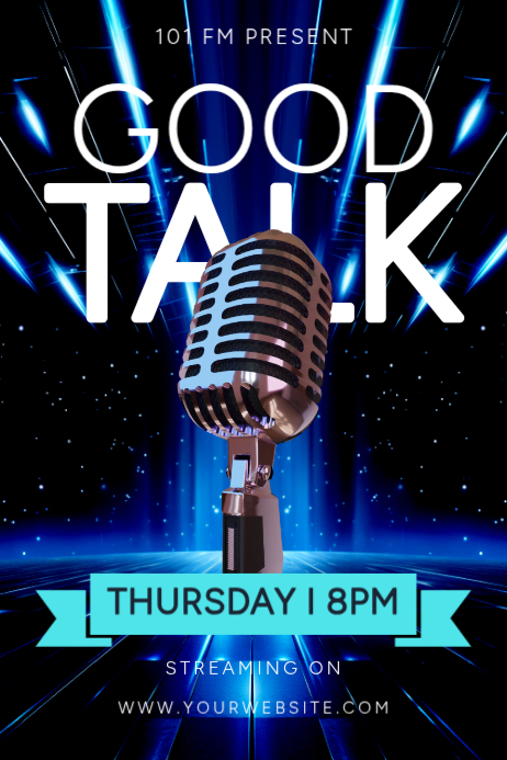 Hitam Futuristik Radio Talk Show Poster Template | PosterMyWall
