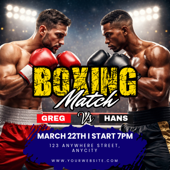 Hitam Grunge Boxing Match Pos Instagram Template | PosterMyWall
