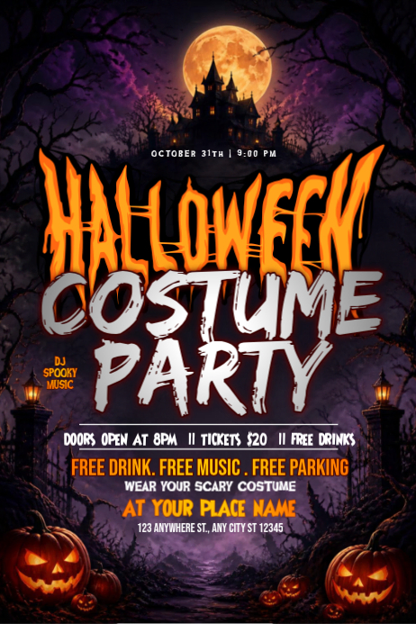 Halloween Costume Party Posters Template | PosterMyWall