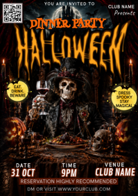 Preto Halloween Dinner Party A4 Template