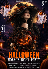 Hitam Halloween Horror Night Party A4 Template