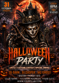 Black Halloween Party A4 Template