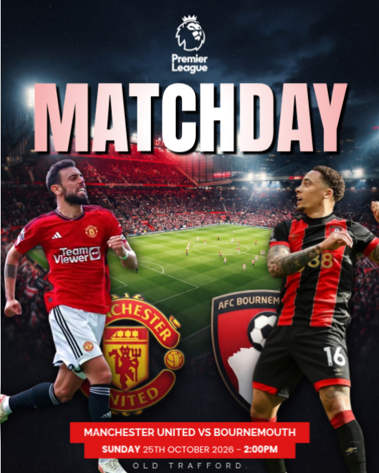 Hitam Kolase Manchester United Vs Bournemouth Matchday Poster Instagram ...