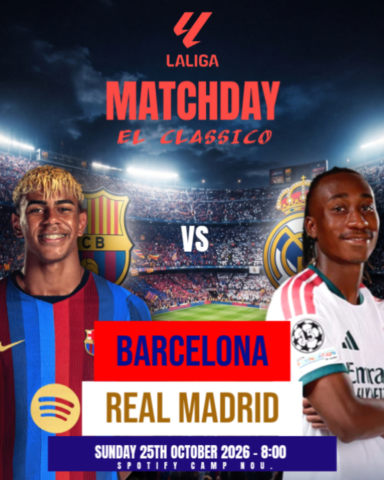 Modèle Hitam Maksimalis El Clasico Football Matchday Poster Instagram ...