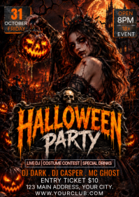 Czarny Halloween Party A4 Template