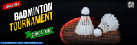 Hitam Modern & Minimal Badminton Tournament Tajuk Twitter template