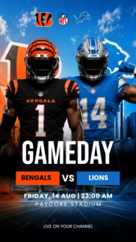 Noir Football Game Day เรื่องราวบน Instagram Template