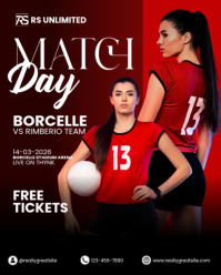 Hitam Modern & Minimal Volleyball Match Instagram Portrait template