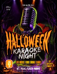 Black Halloween Karaoke Night Flyer Template