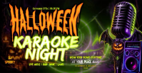 Black Halloween Karaoke Night Facebook Event Cover Template