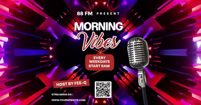 Hitam Neon Morning Radio Show Gambar Bersama Facebook Video Template ...