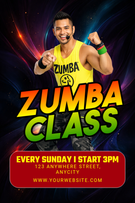 Hitam Neon Zumba Class Poster Template | PosterMyWall