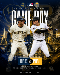 Black Baseball Game Day Instagram Portrait Template