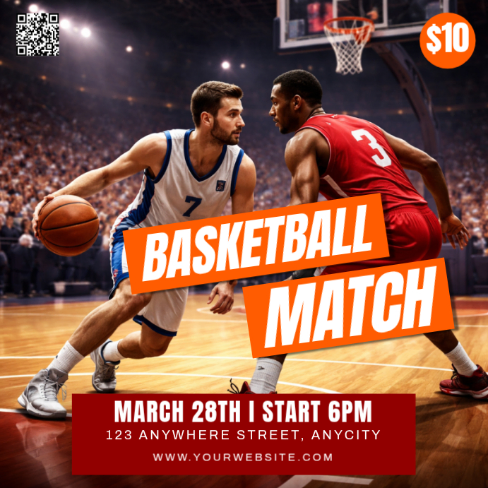 Hitam Profesional Basketball Match Pos Instagram Template | PosterMyWall