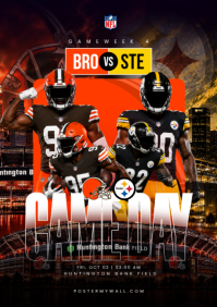 Черный Football Game Day A4 Template