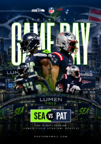 Black Football Game Day A4 Template