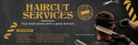Black Haircut Services Twitter Banner Template