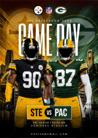 Hitam Profesional NFL Preseason Game Day A4 template