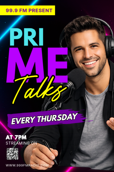 Plantilla de Hitam Radio Talk Show Poster | PosterMyWall