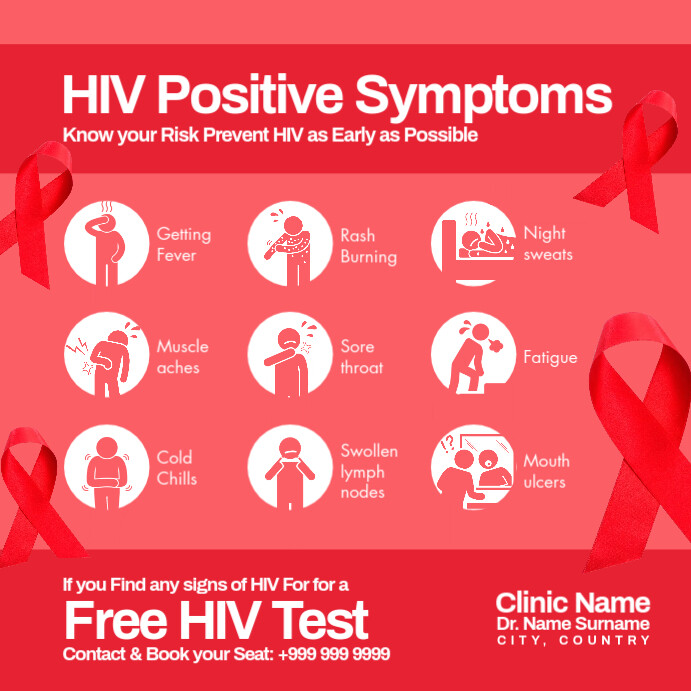 HIV Positive Symptoms Awareness Post Template | PosterMyWall