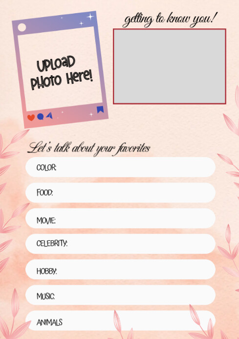 Hobbies and Interests Slam Book A4 template