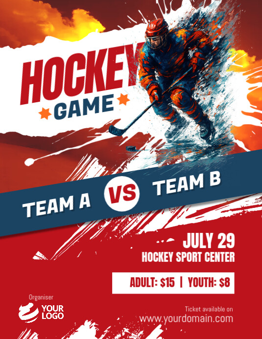 Hockey Game Flyer Poster Template Pamflet (VSA Brief)